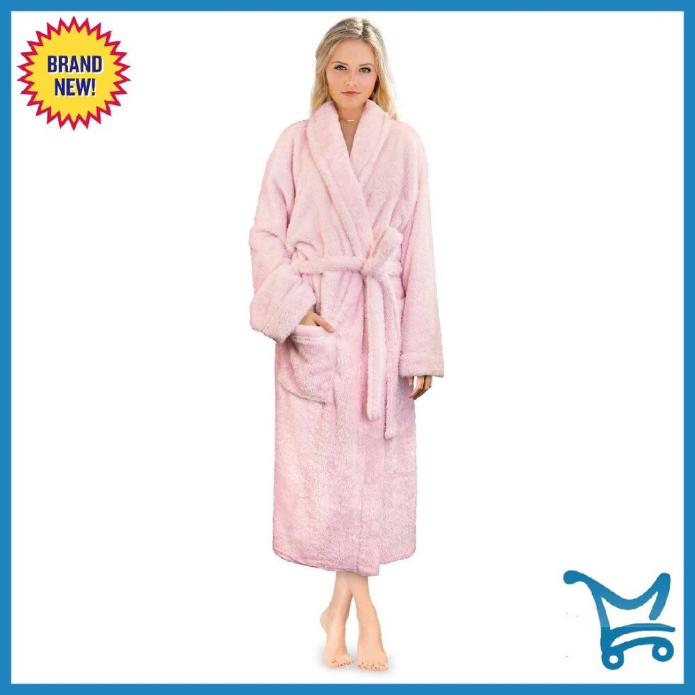Premium Women's Fluffy Sherpa Fleece Robe with Pockets & Belt